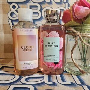 NWT Bath & Body Works Hello Beautiful & Cloud Nine Body Washes - Pink & Orange